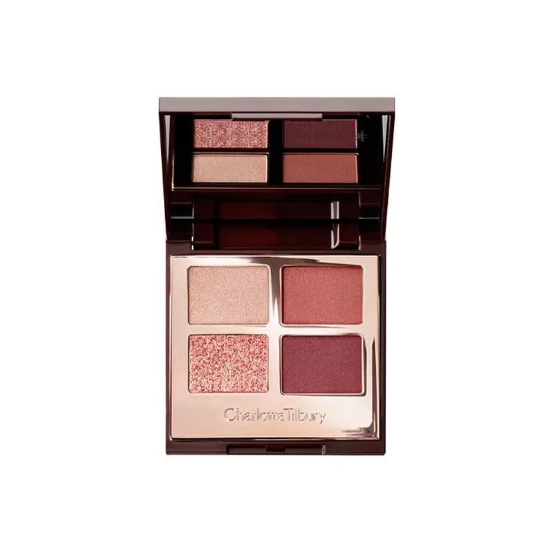 Charlotte Tilbury Тени для век CT Luxurious Color 4 Colors, Pink Brown Delicate Clear, легко растушевываются, 5.2г/6г, подарок на день рождения, WALK OF NO SHAME KISS MARKS