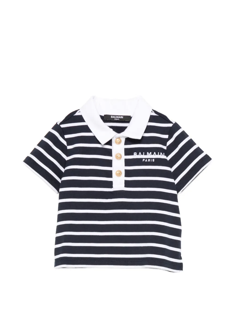 Поло в полоску на пуговицах Balmain Kids, синий