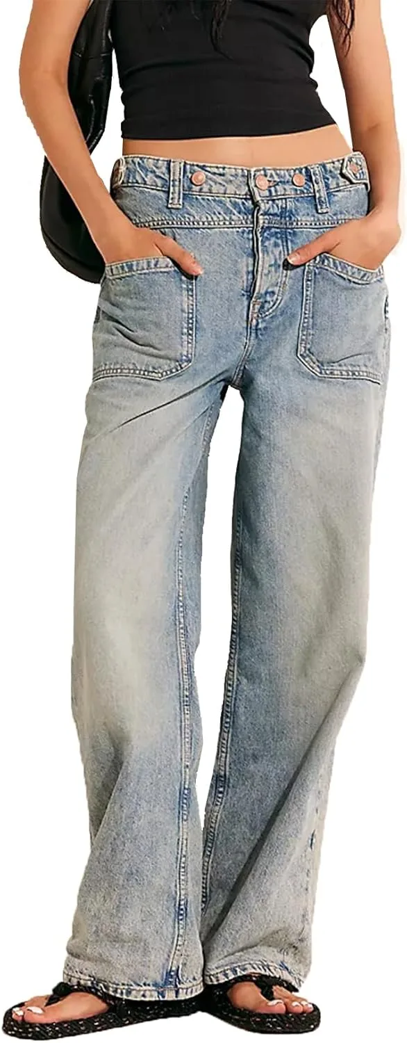 

Джинсы Wide Leg для женщин Vintage Baggy Low Waist cffvdiz