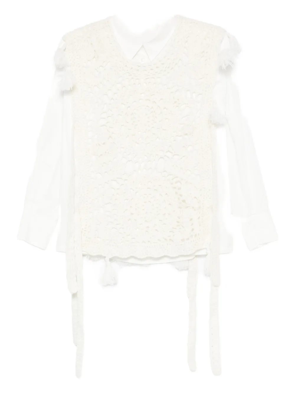 

Топ в технике кроше с кисточками Sea, белый