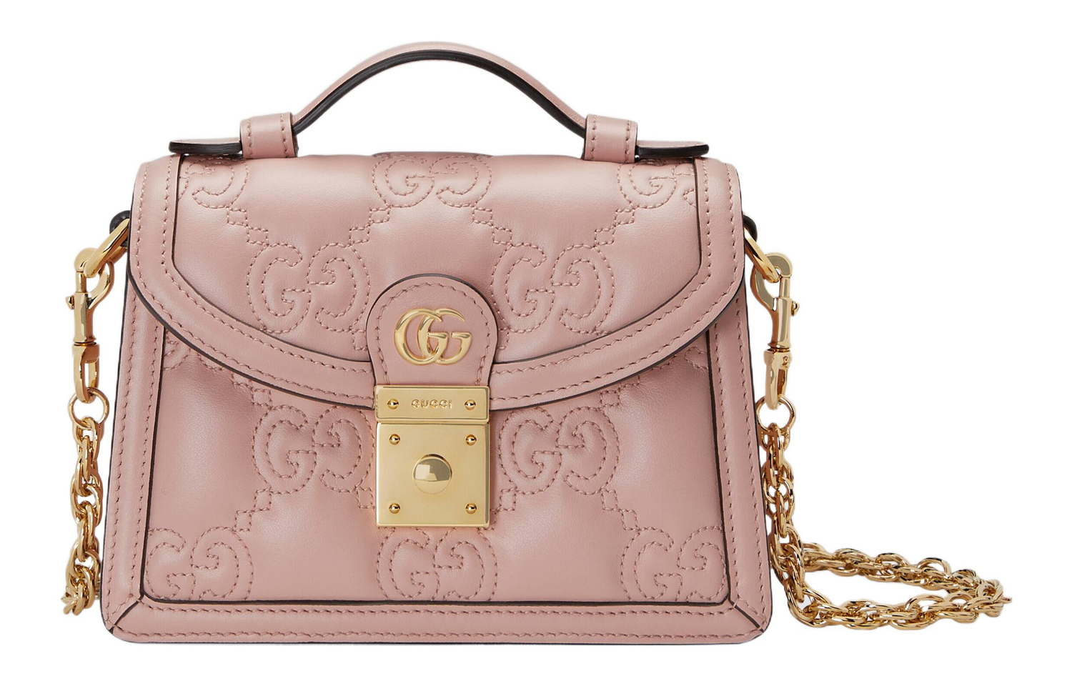 

GUCCI Сумка через плечо GG Matelassé Leather Lock Controller малая женская розовая