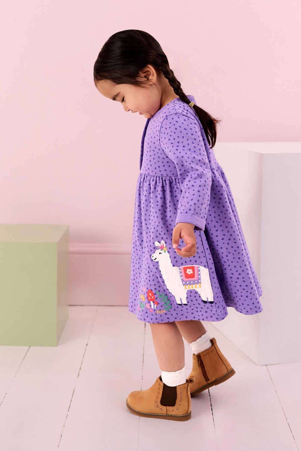 

Платье с аппликацией на пуговицах спереди Jojo Maman Bébé, фиолетовый