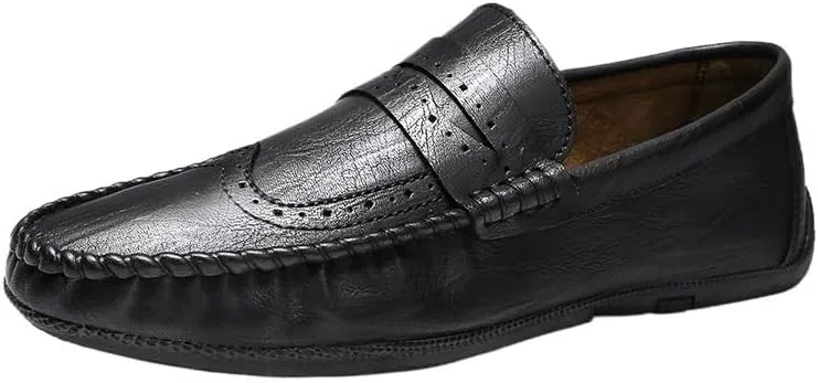 Лоферы кожаные Men's Faux Leather Slip-On Loafers, Black UOPYNE