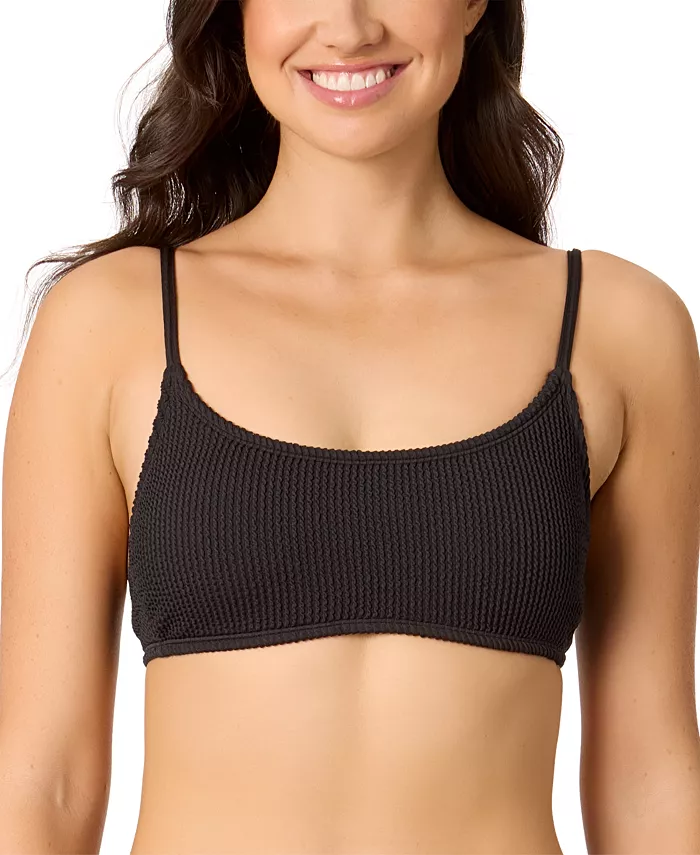 

Детский топ-бикини с ребристой резинкой и круглым вырезом Juniors' Rib Scrunch Scoop-Neck Bralette Bikini Top Salt + Cove, черный