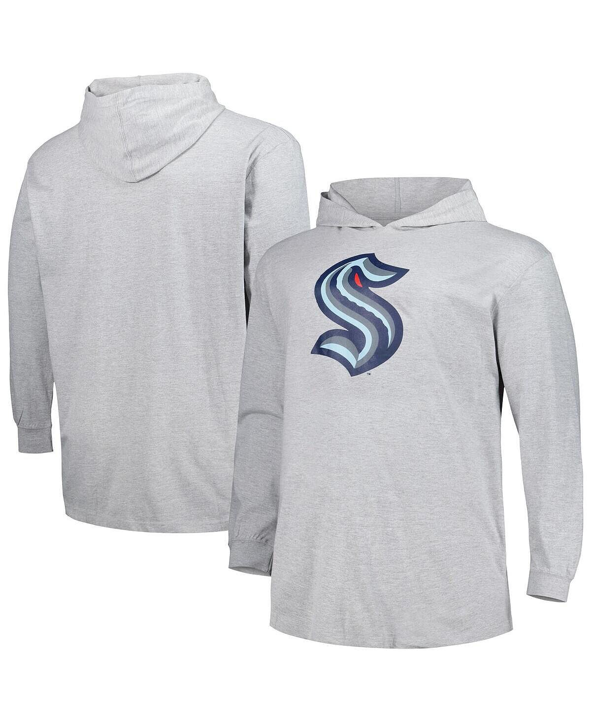 

Мужской пуловер с капюшоном Heather Grey Seattle Kraken Big and Tall Profile