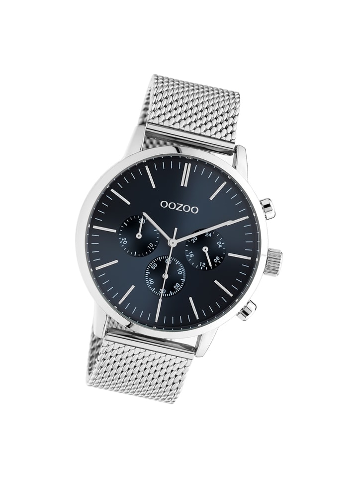 

Аналоговые наручные часы Oozoo Timepieces, серебристые, большие (примерно 45 мм)