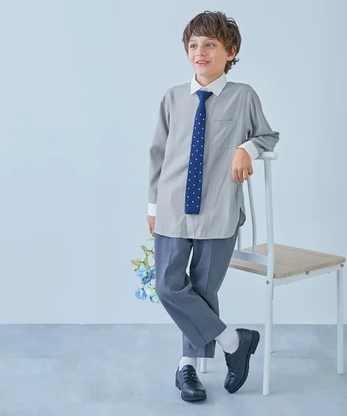 Детская классическая рубашка с выбором воротника devirock Eraburu Formal Design Shirt бежевая — фото 4