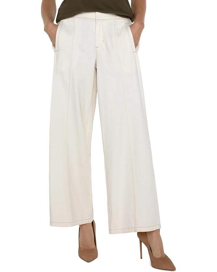 

Джинсы Liverpool Los Angeles Wide Leg Mid-Rise Trouser With Elastic Back Waistband, цвет Antique Ecru