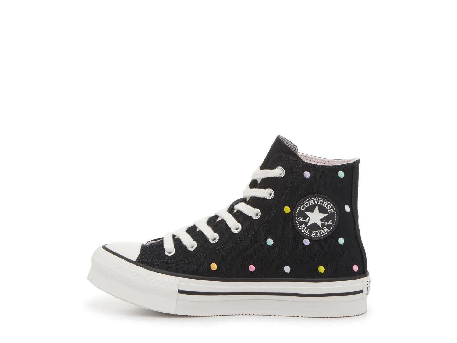 Кроссовки Converse Chuck Taylor All Star Lift High-Top Sneaker - Kids', Navy/Multicolor Polka Dot — фото 3