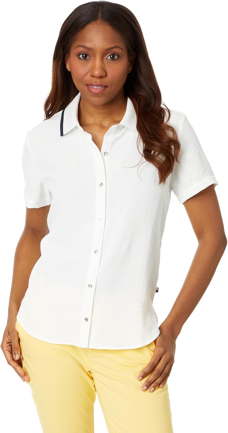 

Женская рубашка с коротким рукавом на пуговицах Tommy Hilfiger, Ivory