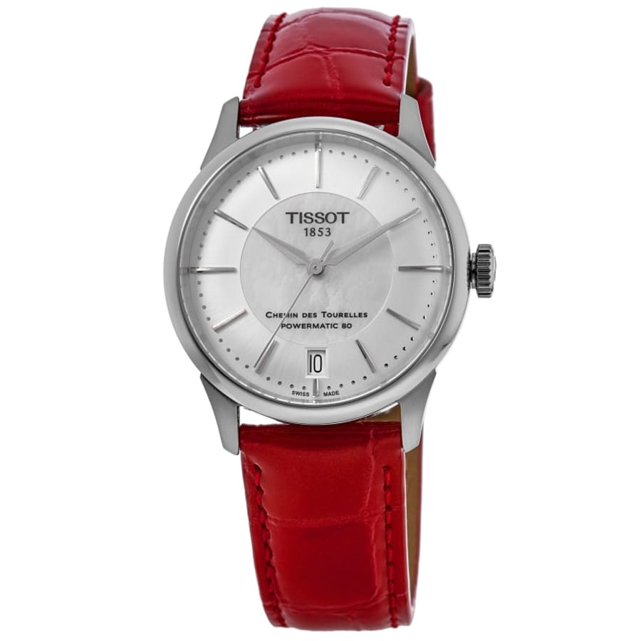 

Tissot Chemin Des Tourelles Powermatic 80 Перламутровый циферблат Кожаный ремешок Женские часы T139.207.16.111.00, цвет mother of pearl