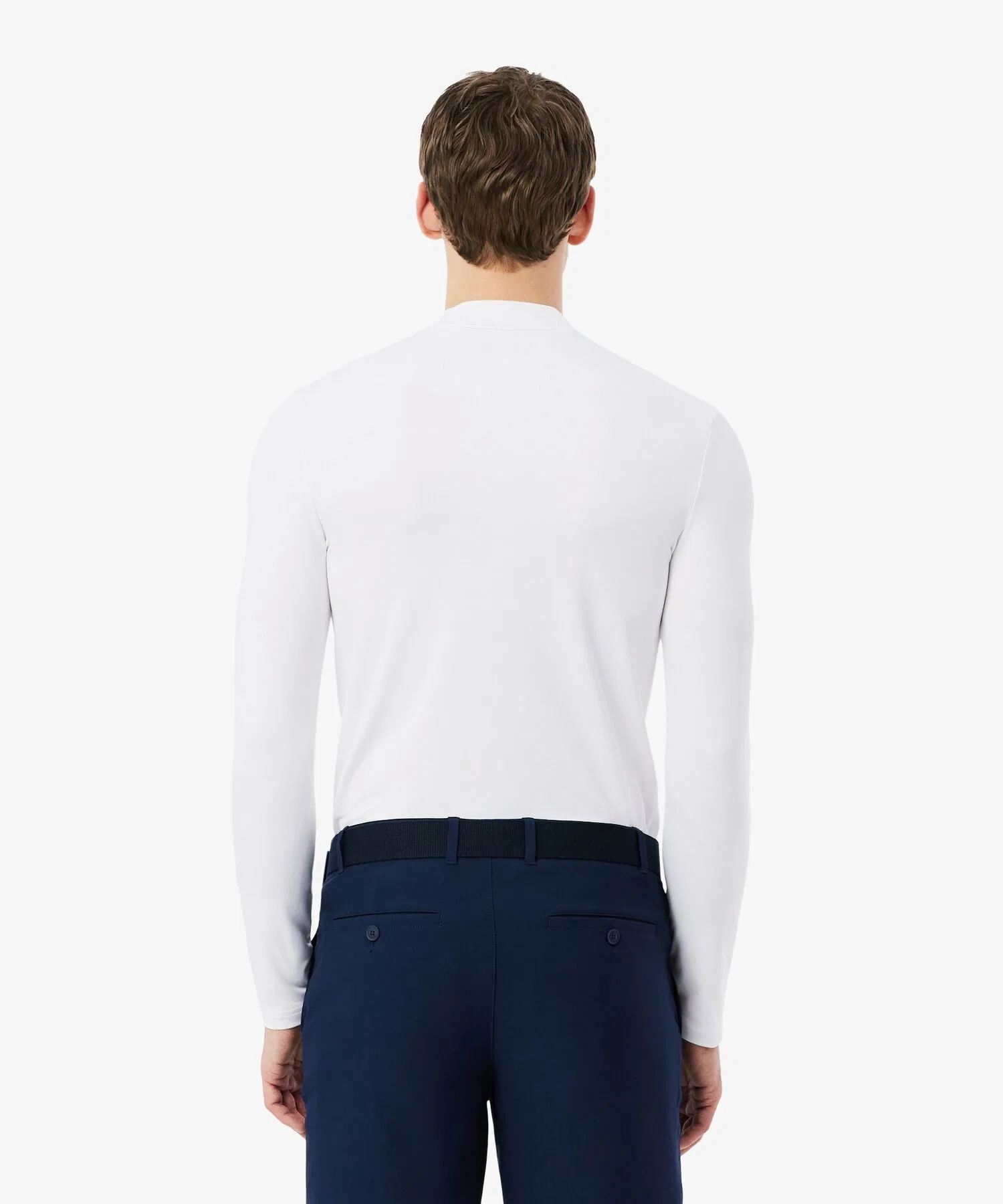 Мужская футболка Lacoste с длинным рукавом, воротник-стойка, черный — фото 3