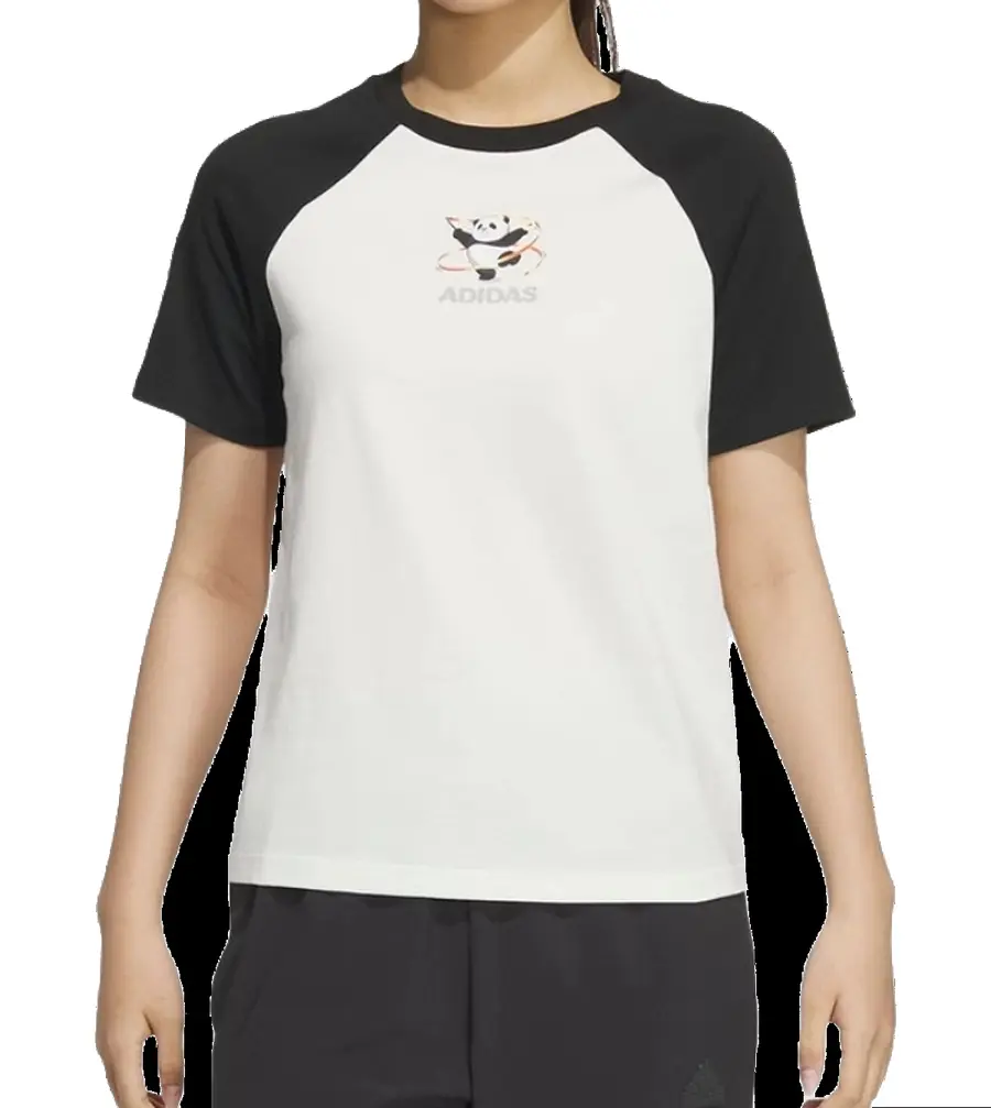 Футболка (WMNS) adidas China T-Shirt 'White Black', белый — фото 2