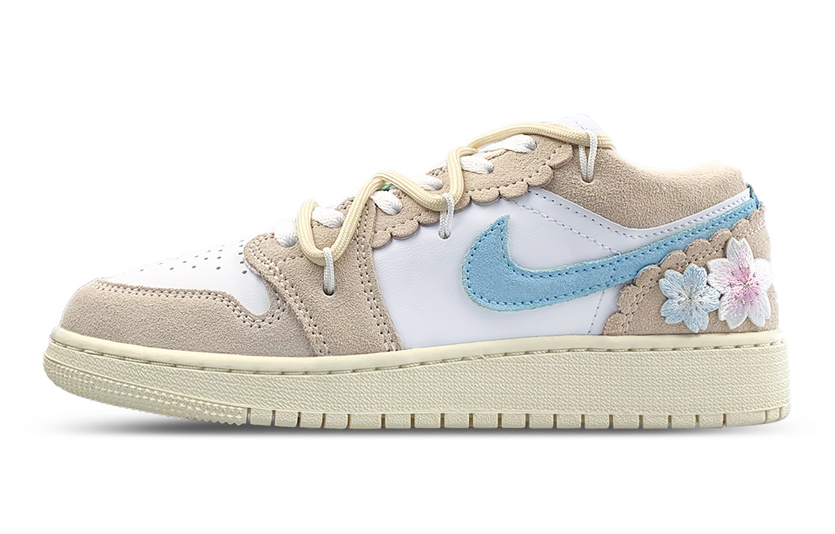 

Баскетбольные кроссовки Air 1 Low с низким верхом для детей и подростков Jordan, розовый/синий