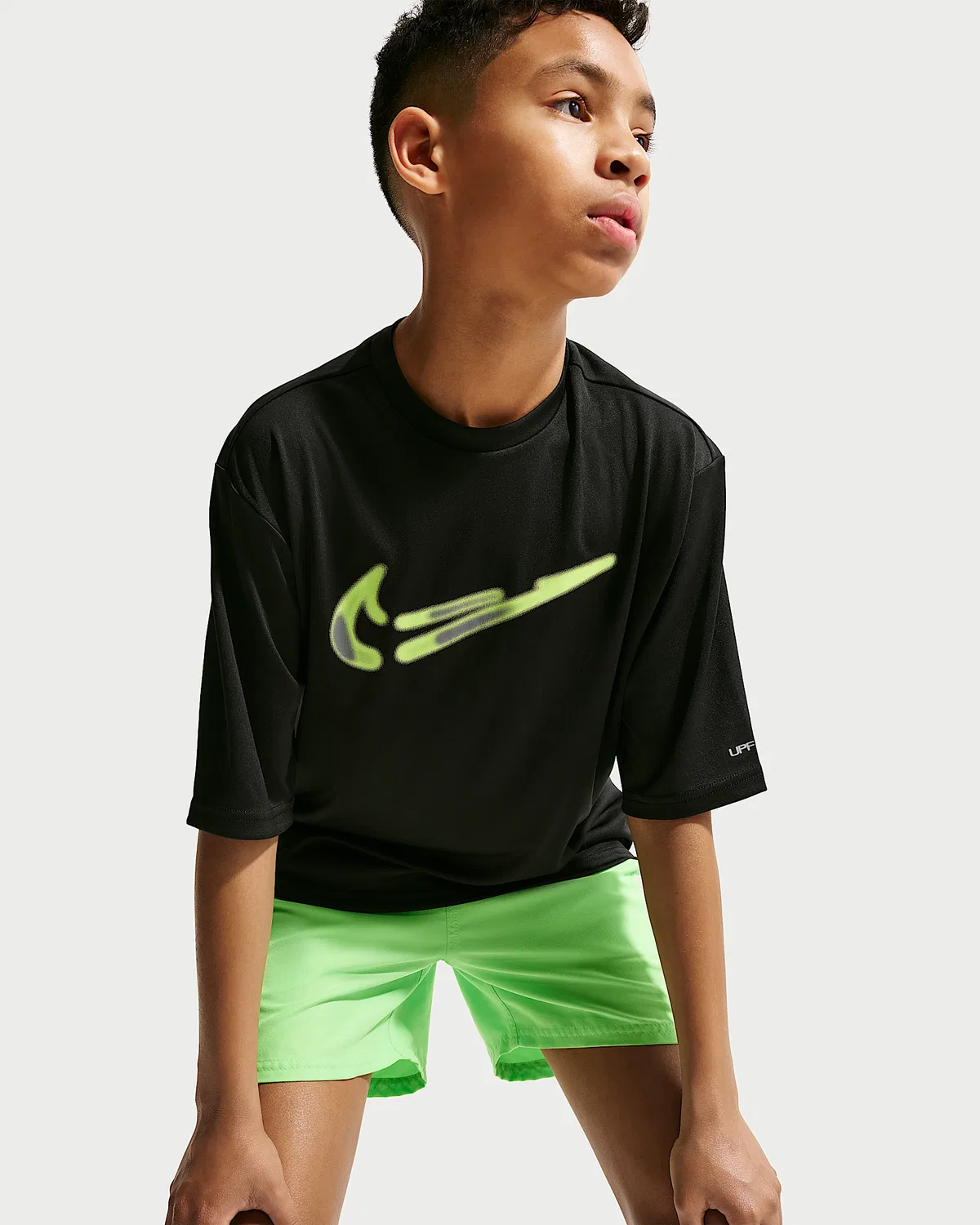 Большой детский (мальчиковый) Dri-FIT UV короткий рукав топ Nike Swim Hydroguard, Black — фото 3