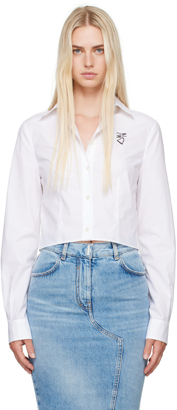 

Белая рубашка с логотипом Moschino Jeans