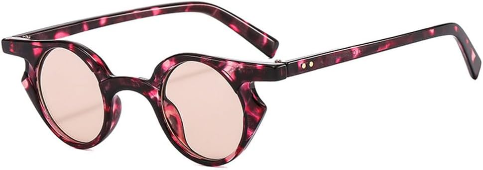 

Солнцезащитные очки UV400 с защитой от УФ-излучения — маленькая оправа «кошачий глаз», заклепки, панк-стиль, круглые линзы, для женщин и мужчин, для бега и активного отдыха UYPTK, Pattern Champagne