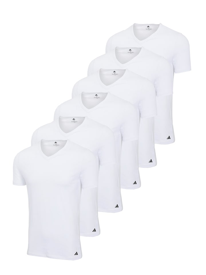 

Футболка Basic с V-образным вырезом 6P белого цвета adidas, Белый, Футболка Basic с V-образным вырезом 6P белого цвета adidas