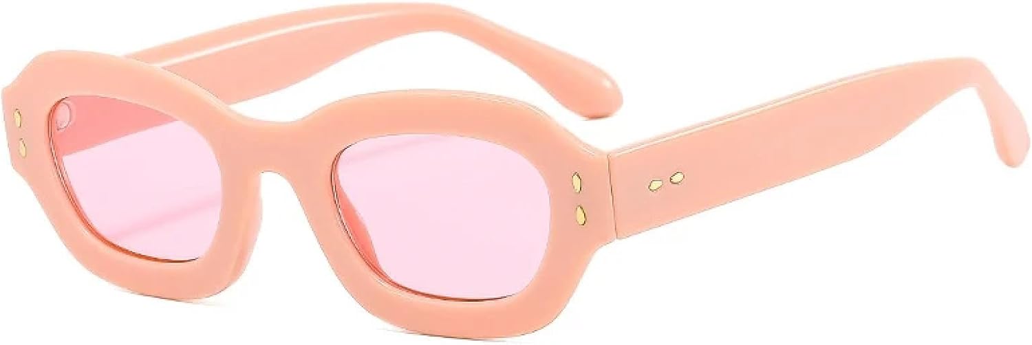 

Популярные модные солнцезащитные очки Polygon для женщин с защитой от УФ-излучения UV400, ретро-декор с заклепками, мужские солнцезащитные очки в стиле ретро HHZZYVY, Pink Pink