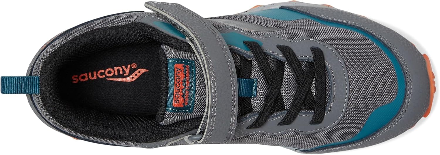 Детские кроссовки Saucony Peregrine Kidz с альтернативной застежкой (унисекс), серый/бирюзовый — фото 2
