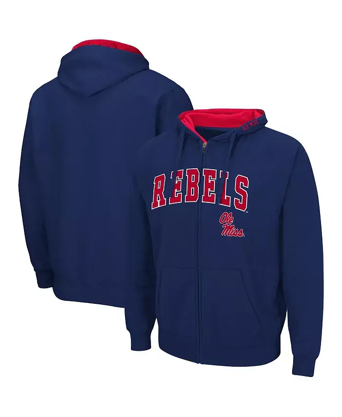 

Мужская толстовка с молнией Navy Ole Miss Rebels Arch and Logo 3.0 Colosseum