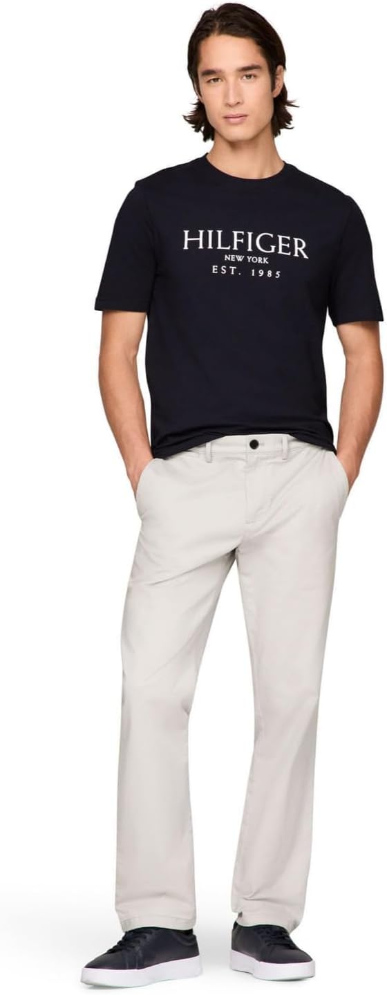 Мужские хлопковые футболки Tommy Hilfiger с коротким рукавом и логотипом, также доступны в размерах для больших и высоких размеров, Desert Sky — фото 3