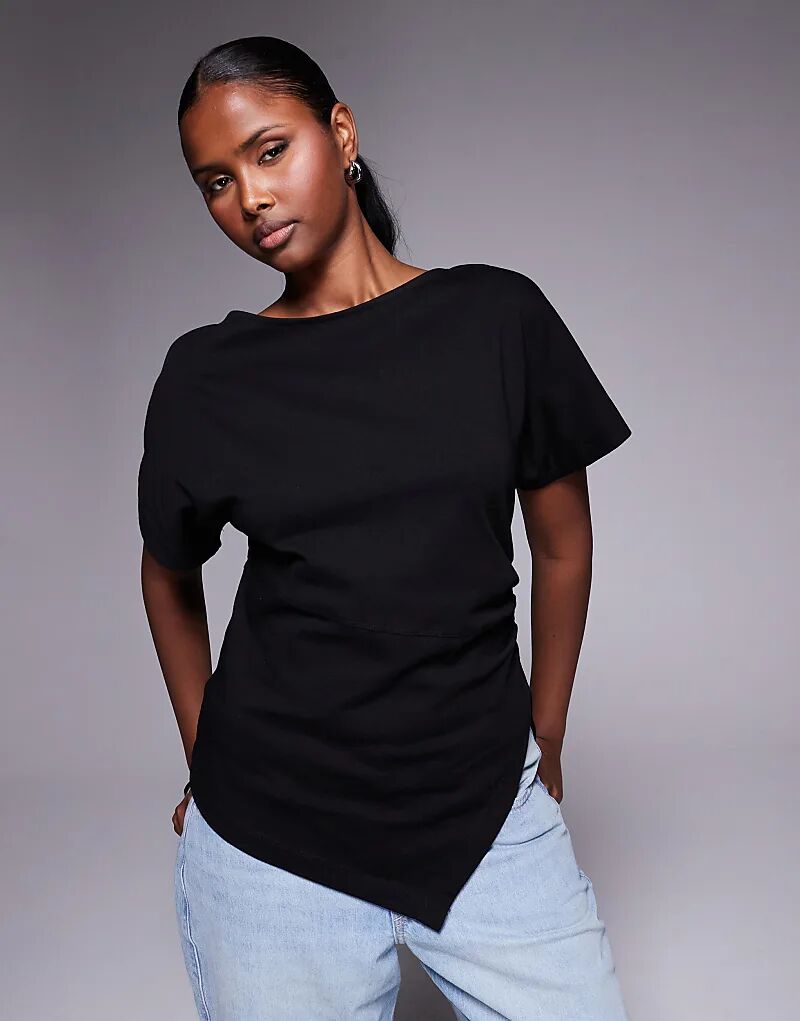

Футболка River Island с драпировкой по бокам, черная