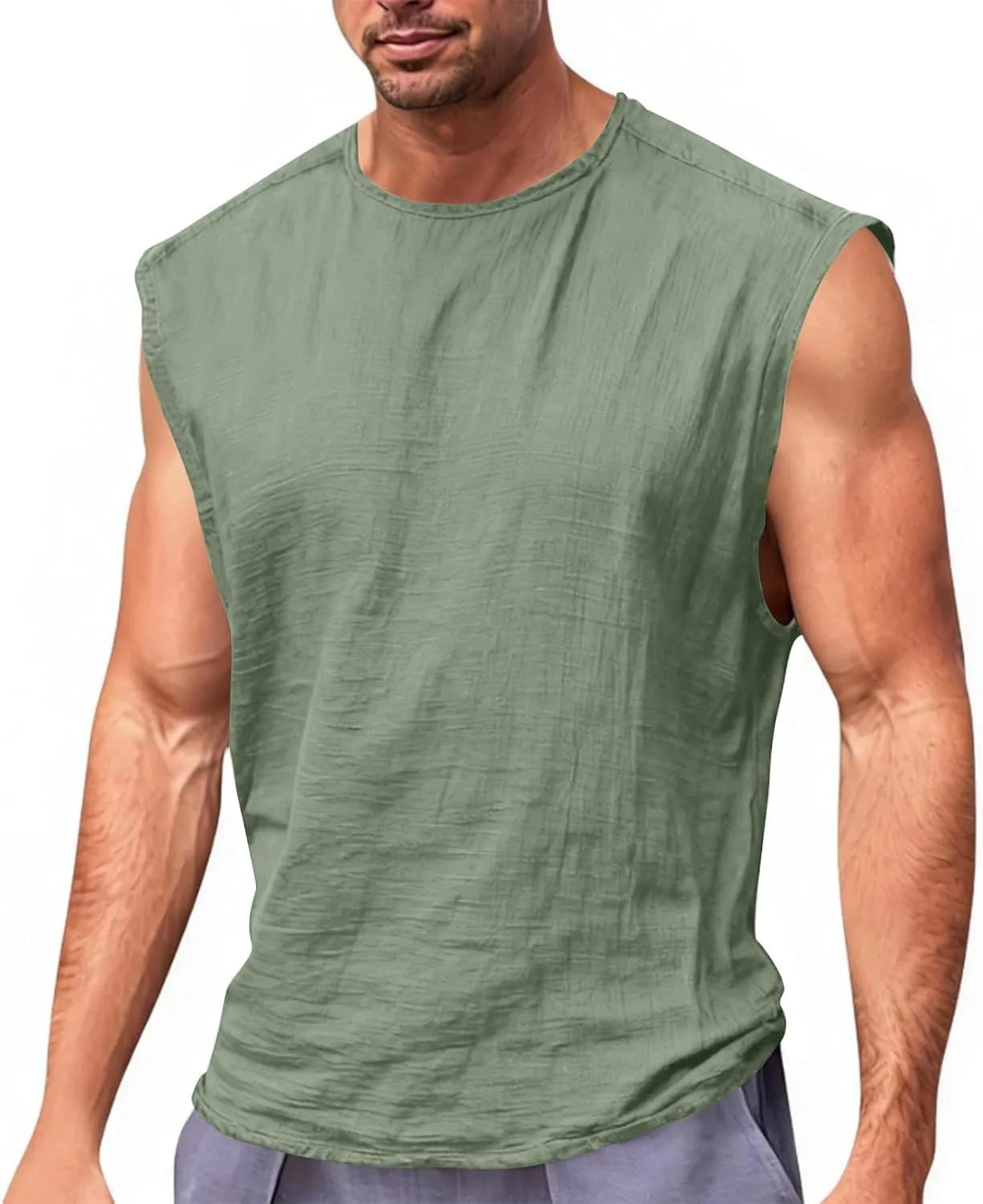 

Мужская майка Cotton Linen, безрукавка, свободная