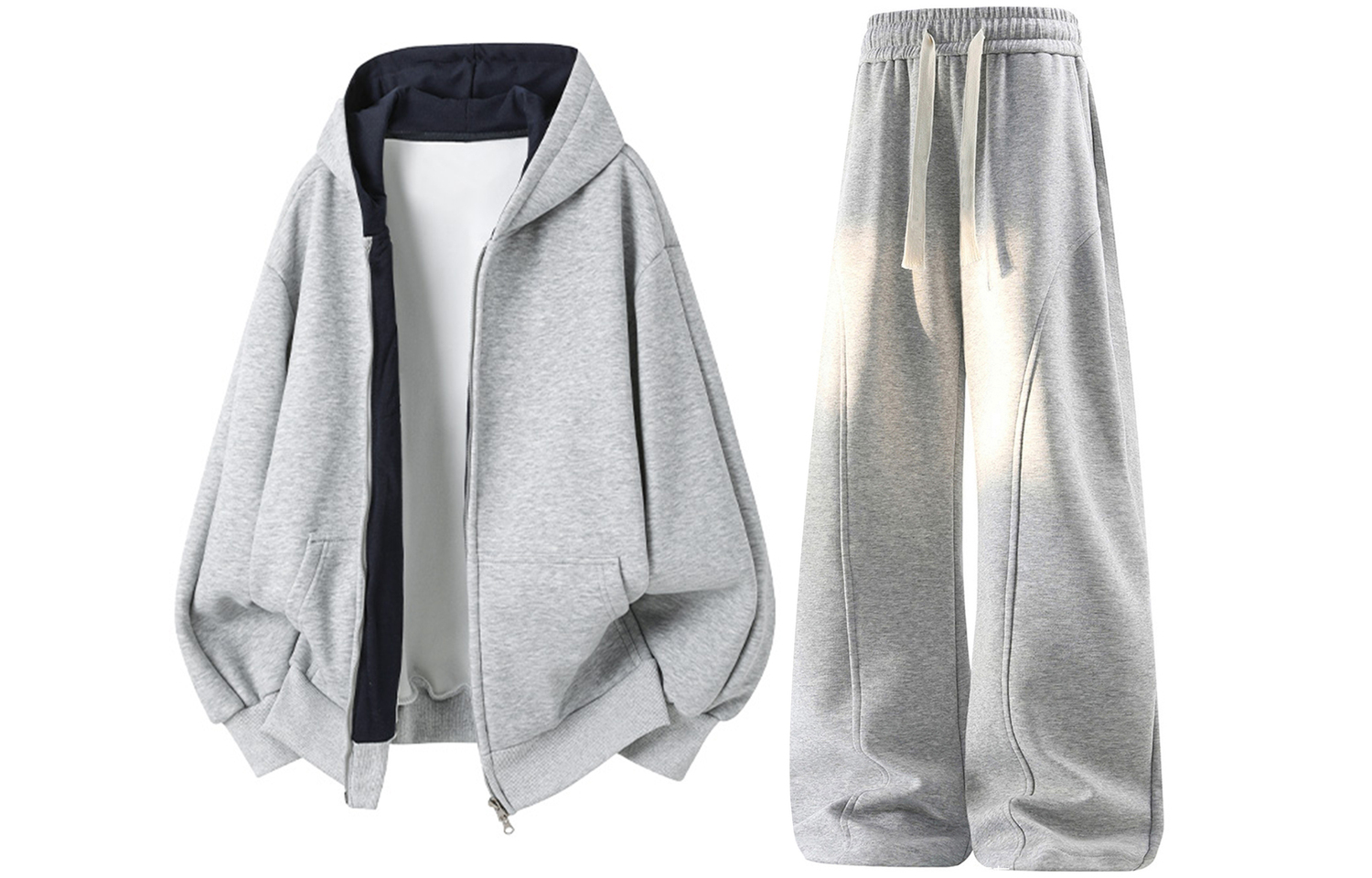

Свитшот-сет Unisex Hooded Thickened X1617, heather серый sweatshirt+heather серый fleece-lined pants
