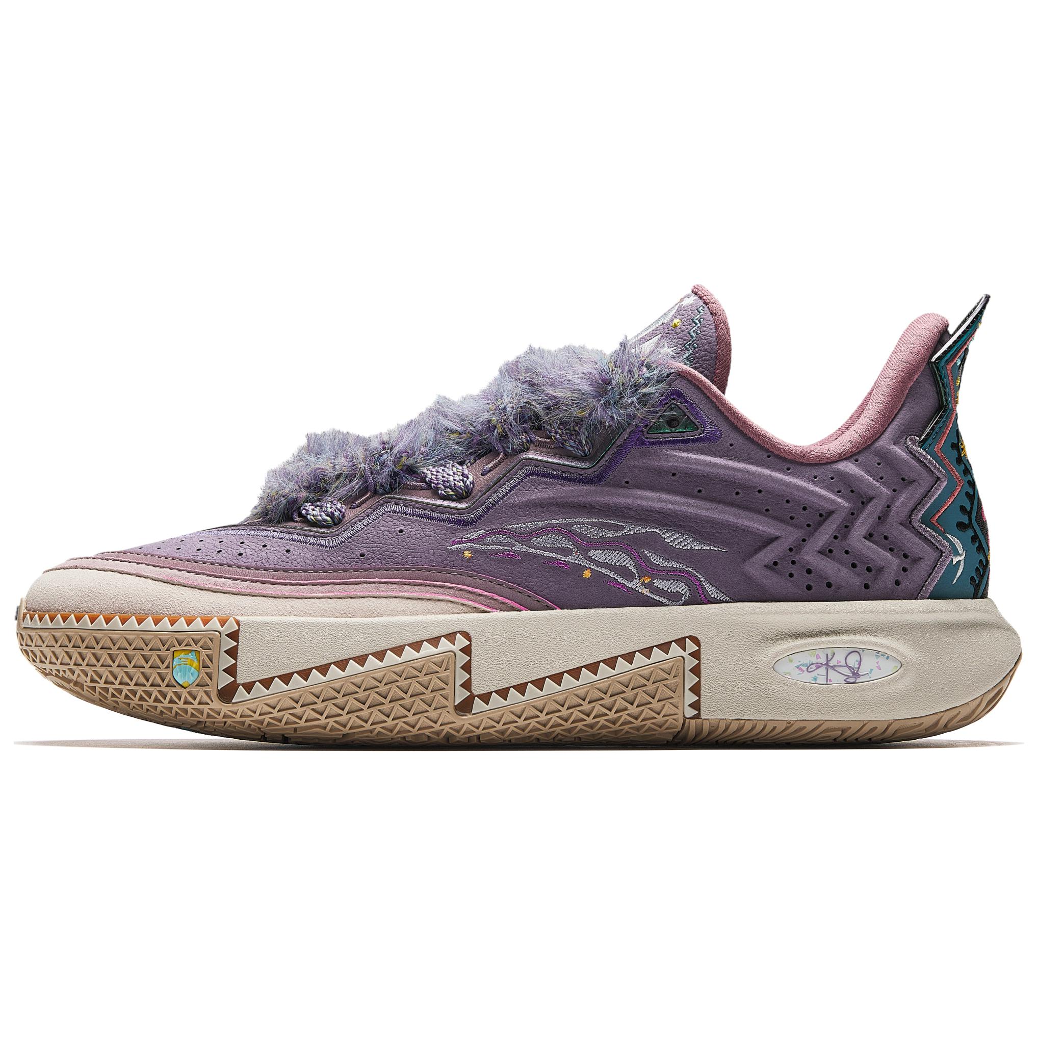 

ANTA Баскетбольные кроссовки KAI 2 с амортизацией и износостойкостью Rebound Low Top, мужские, серые, фиолетово-синие