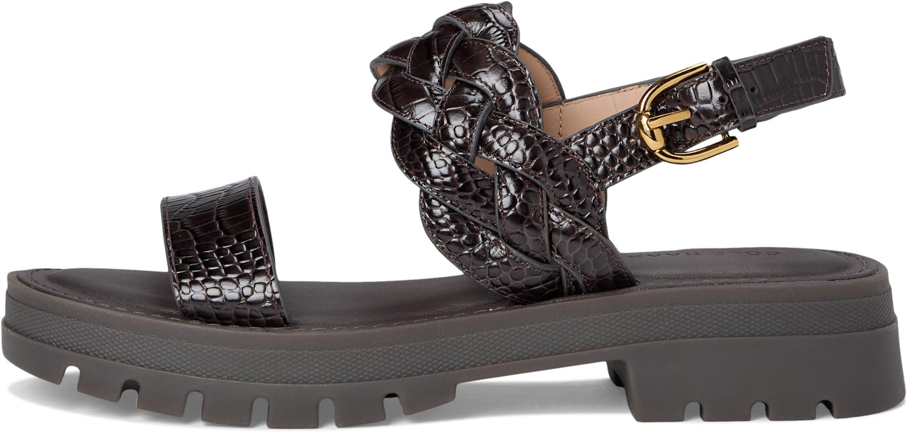 Сандалии Cole Haan Cressida Lug Sandal, цвет Dark Chocolate Croc Print Leather — фото 4