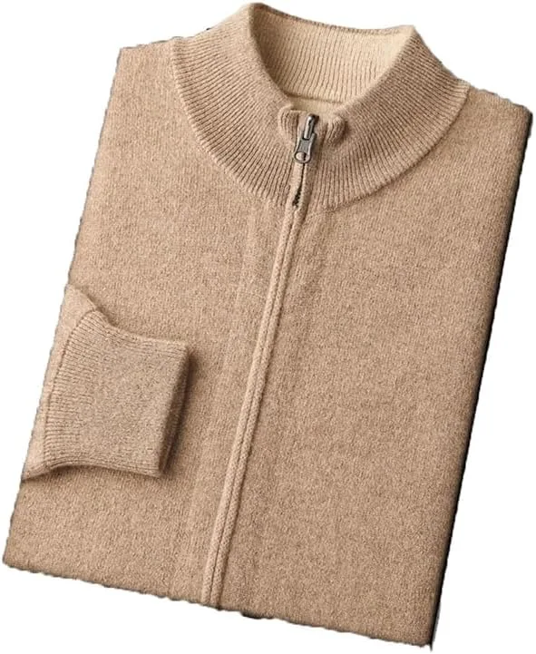 

Мужской толстый свитер с воротником-стойкой и молнией