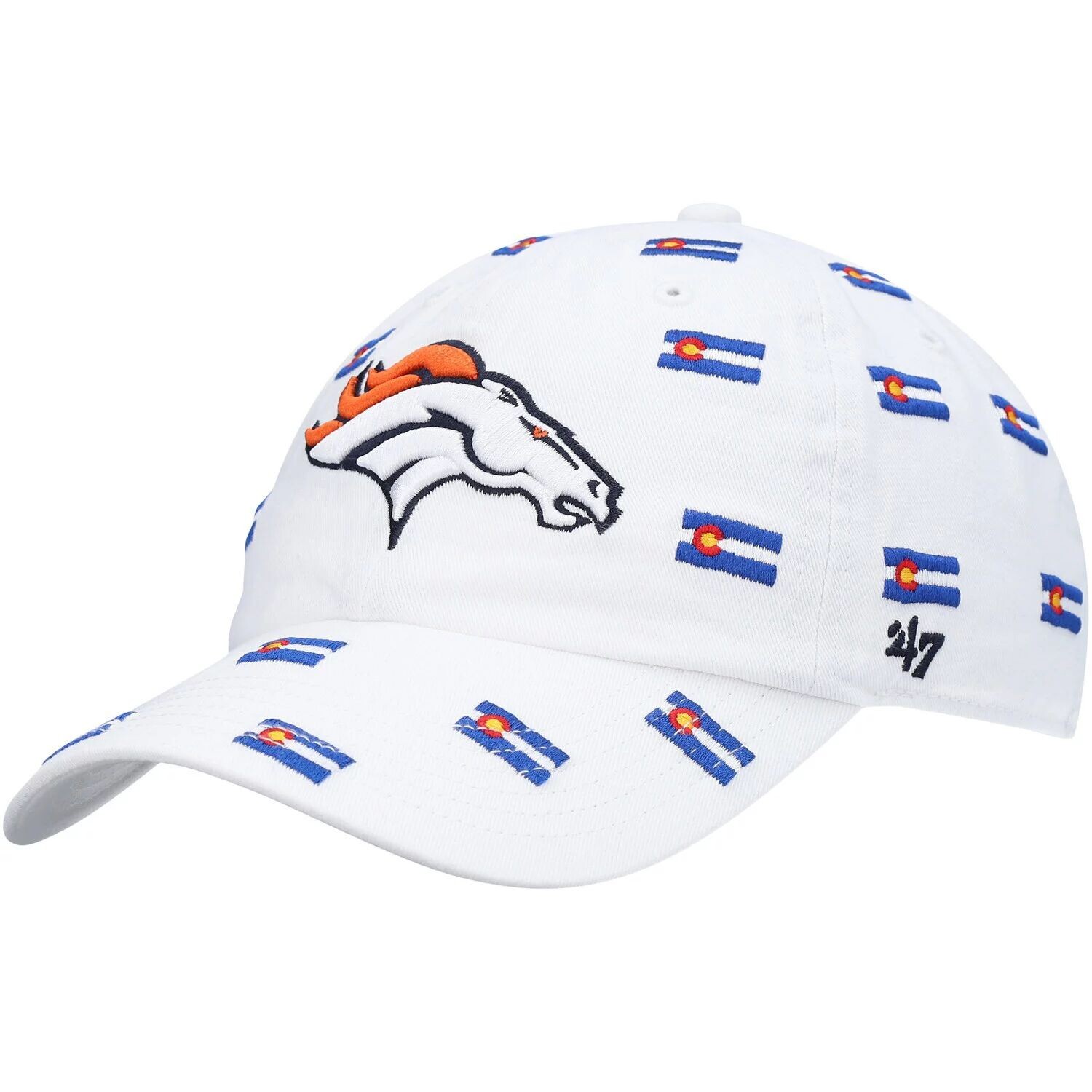 

Женская регулируемая шляпа белого цвета Denver Broncos Confetti Clean Up '47