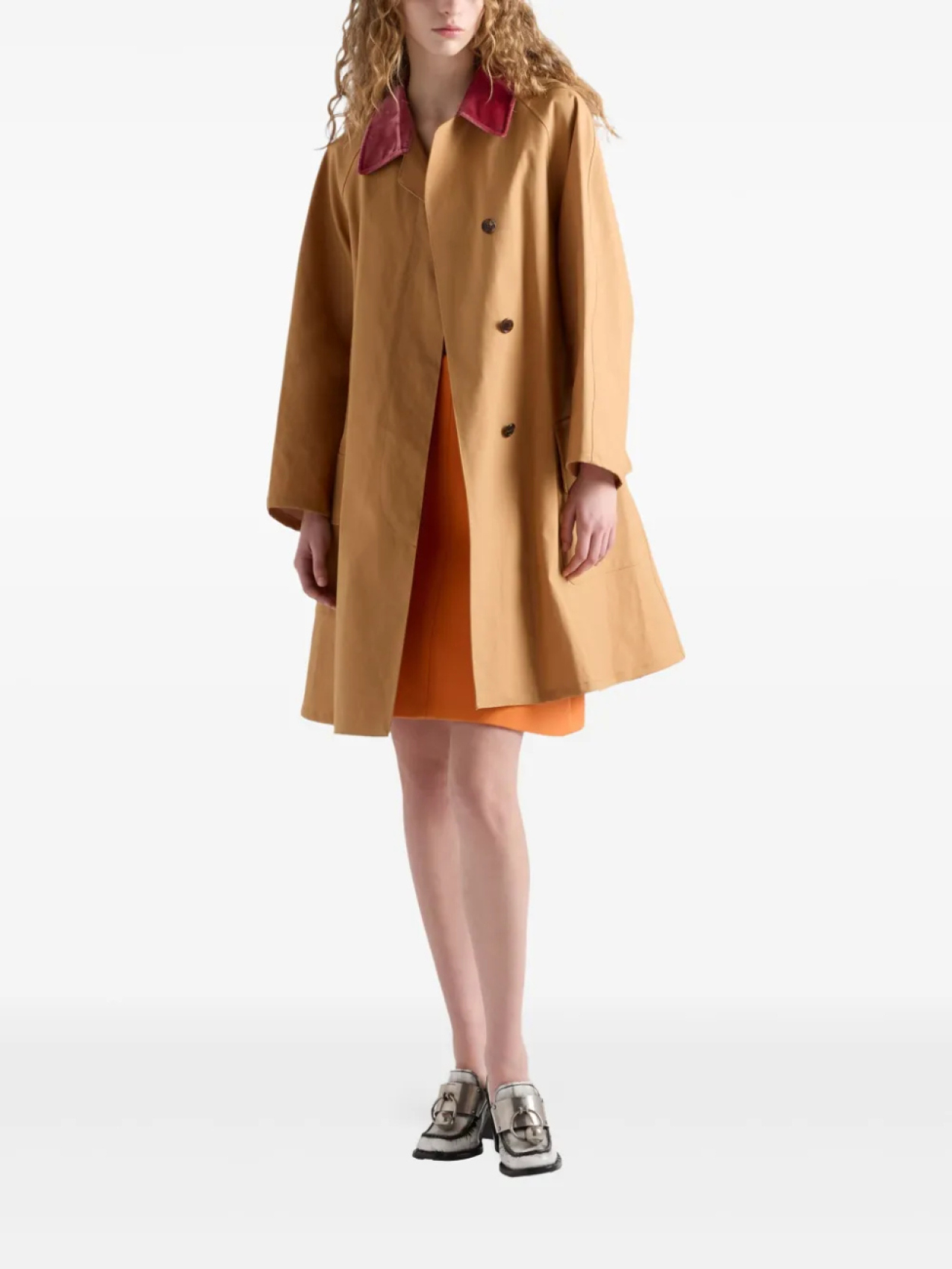 Плащ Prada из хлопка, коричневый