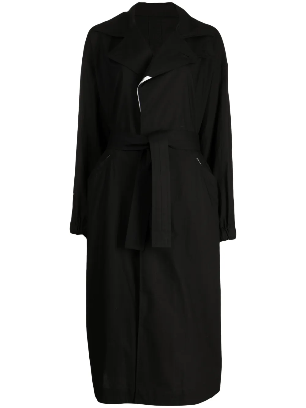 

Тренч с поясом Yohji Yamamoto, черный