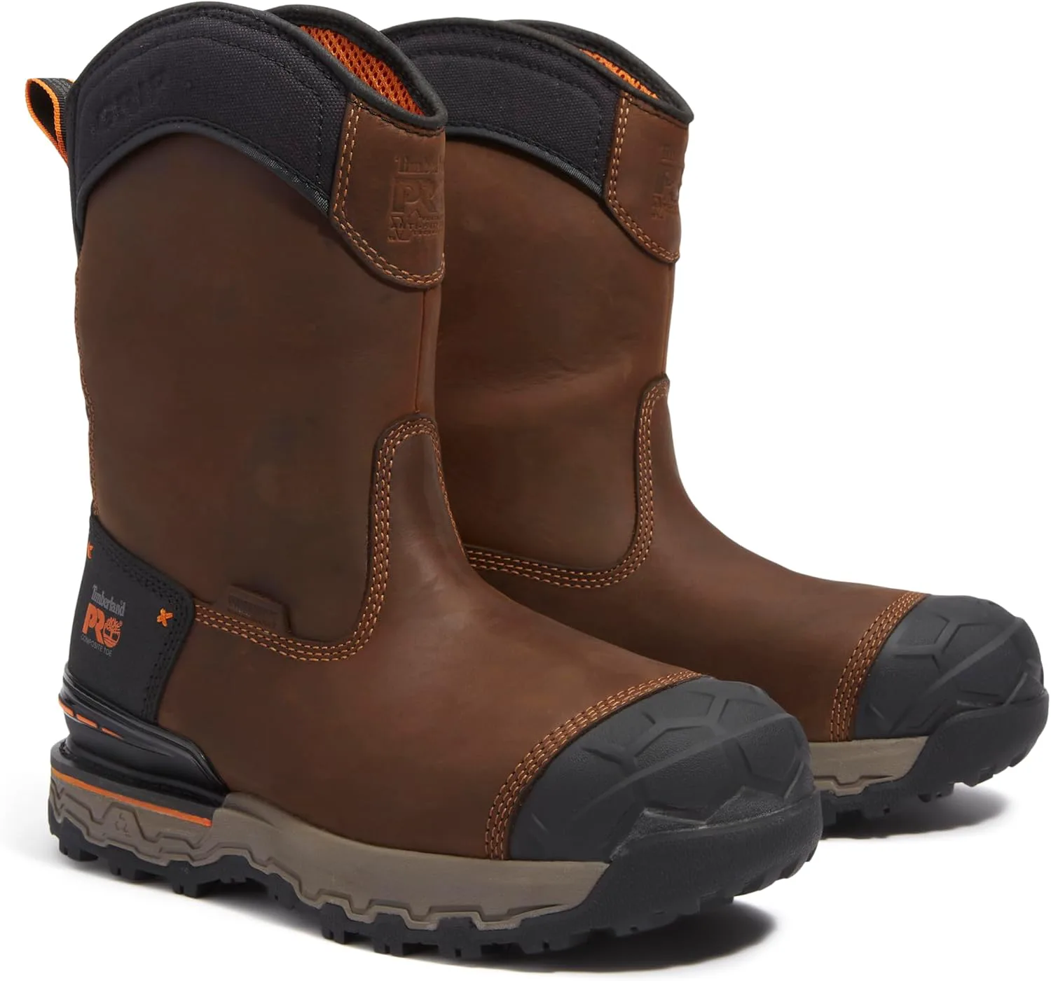 Мужские ботинки Timberland PRO Boondock Ultralight среднего коричневого цвета с композитным носком, водонепроницаемые и стойкие к скольжению, коричневый — фото 2