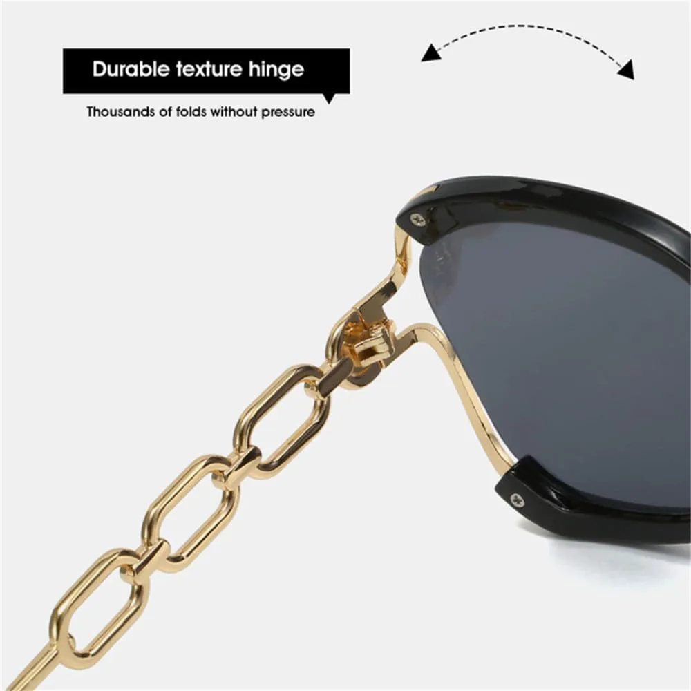 

Полуободковые солнцезащитные очки для женщин, большие солнцезащитные очки с цепочкой из сплава, женские и девичьи, защита от ультрафиолета UV400 LANGSER, C1