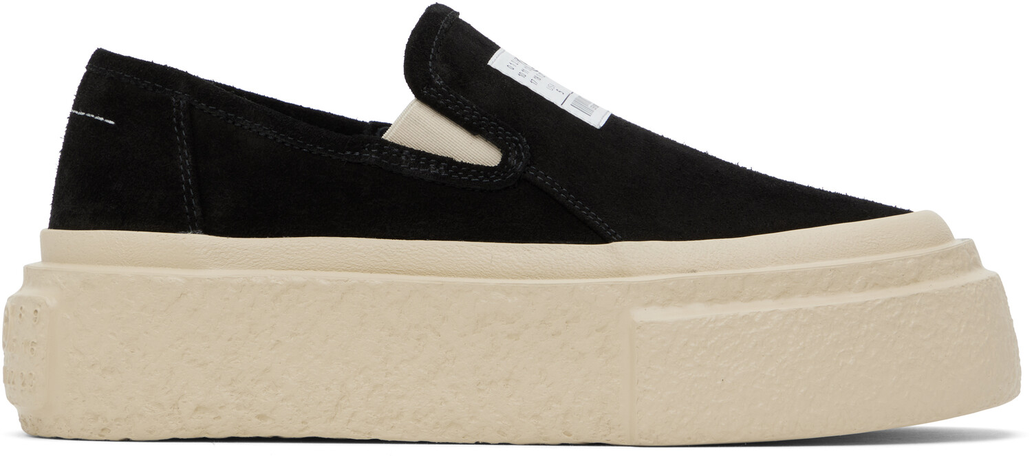 Замшевые кеды на платформе Slip-On MM6 Maison Margiela, черный