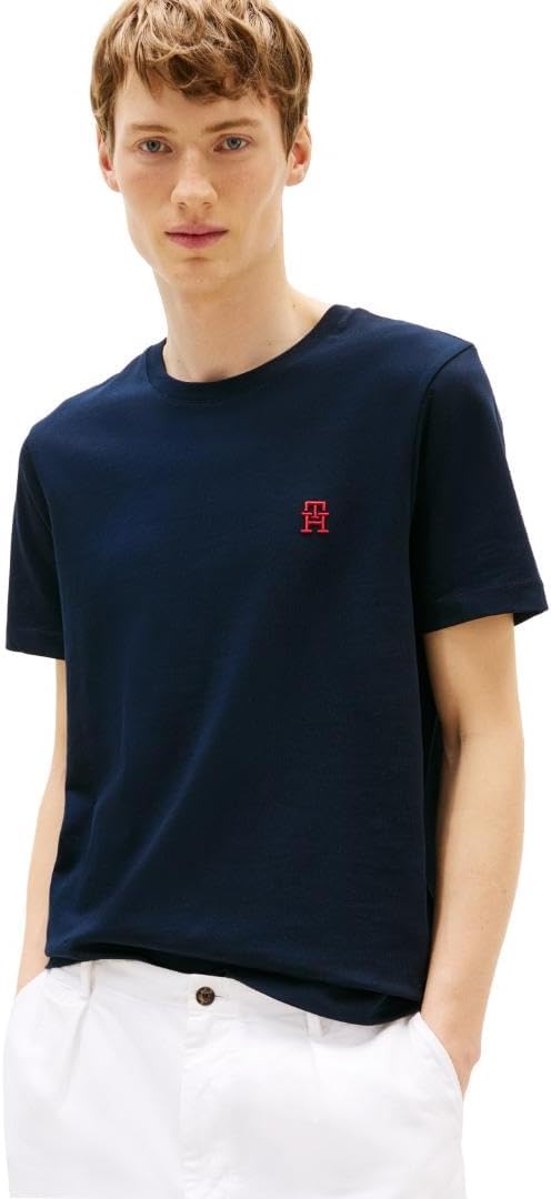 

Мужские хлопковые футболки с короткими рукавами Tommy Hilfiger с вышитым монограммным логотипом, Desert Sky, Коричневый, Мужские хлопковые футболки с короткими рукавами Tommy Hilfiger с вышитым монограммным логотипом, Desert Sky