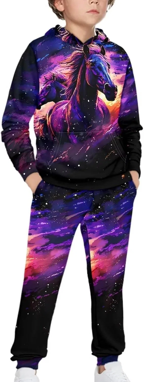 Детский спортивный костюм Galaxy Horse Printed, 2 предмета: худи и штаны, Galaxy Horse Printed — фото 3