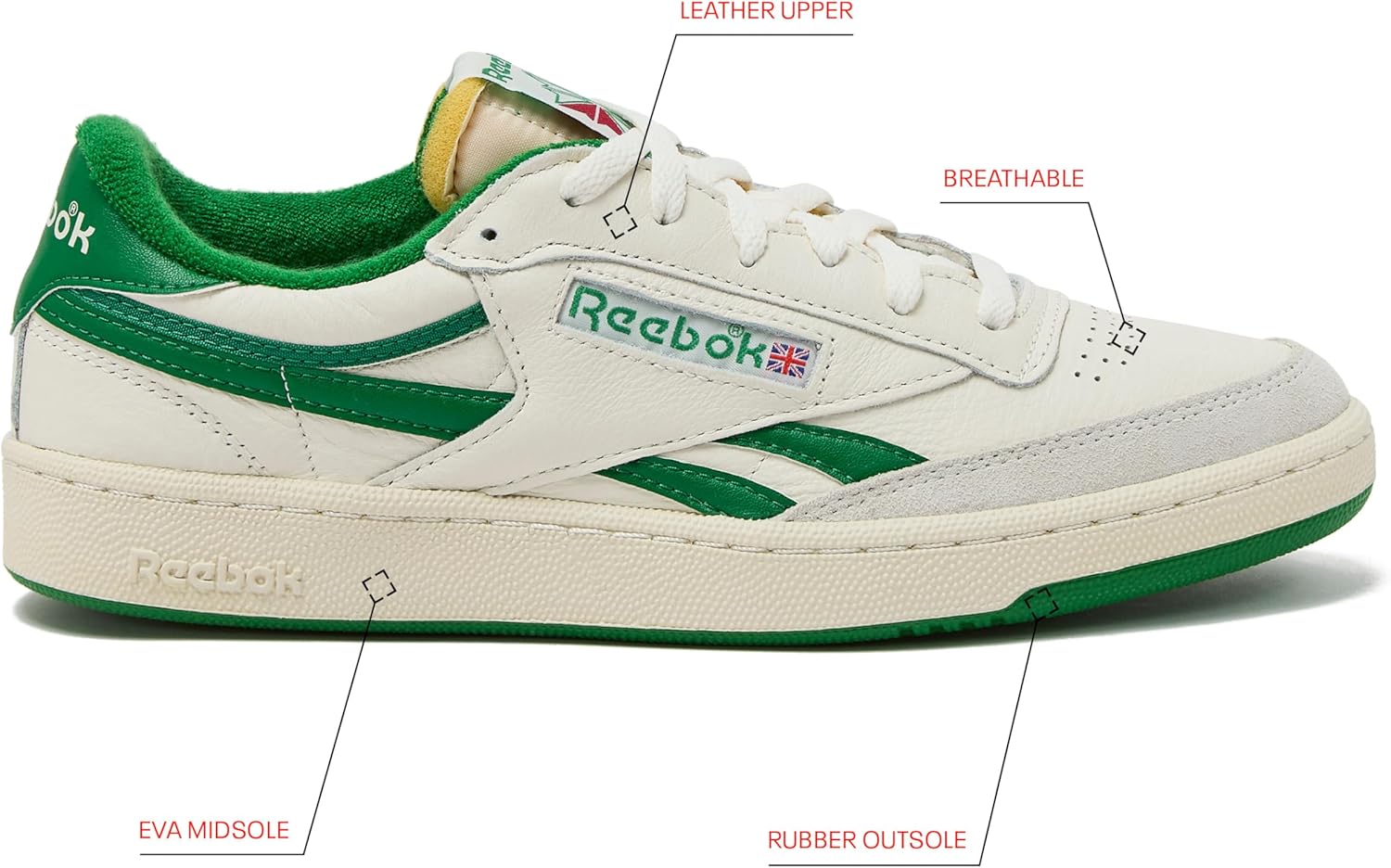 Мужские кроссовки Reebok Vintage Club C Revenge, белый/зеленый — фото 2