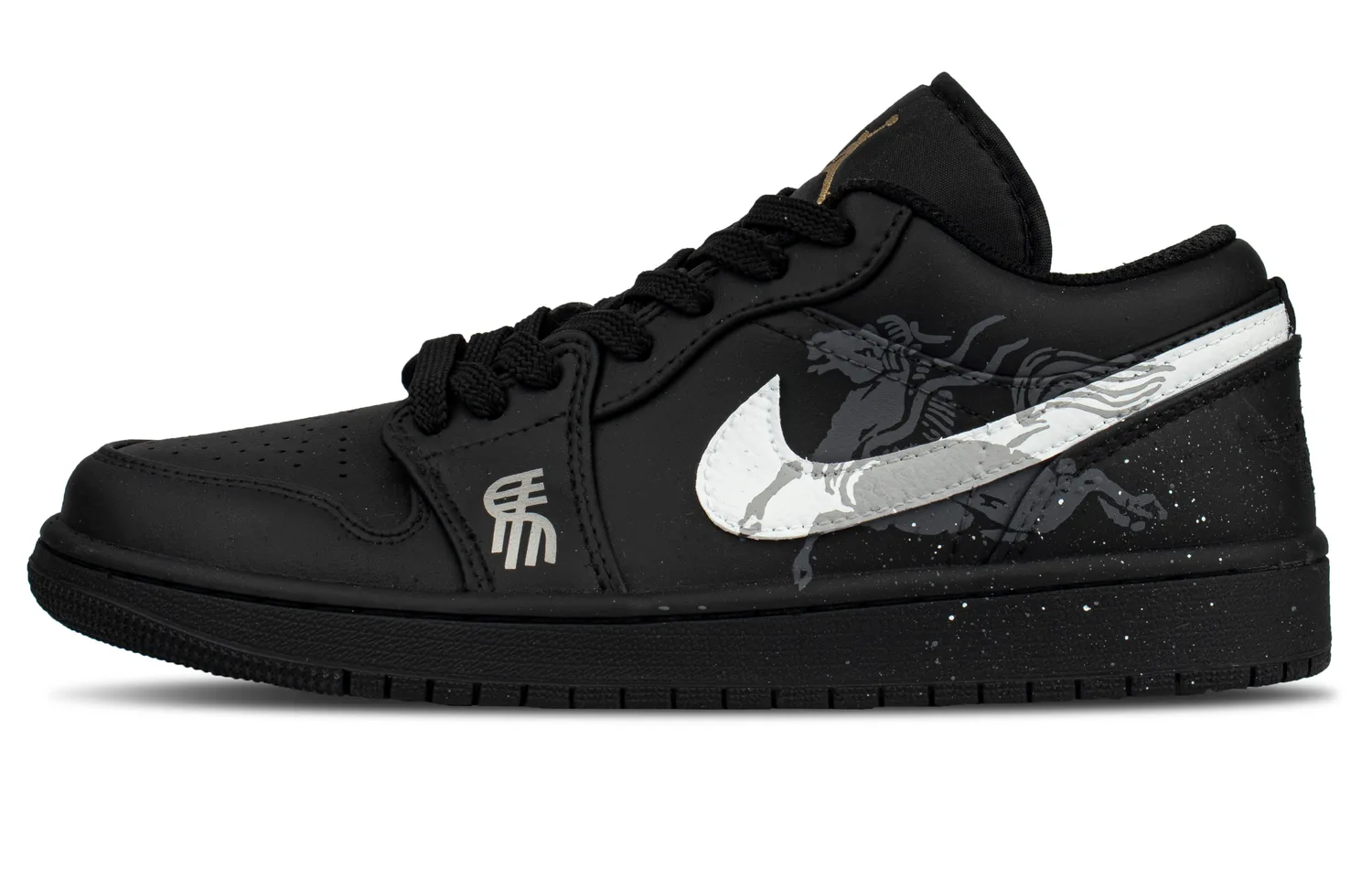 Jordan Air 1 Cow Leather Abrasion Resistant Low top Skateboard Shoes Men's Black