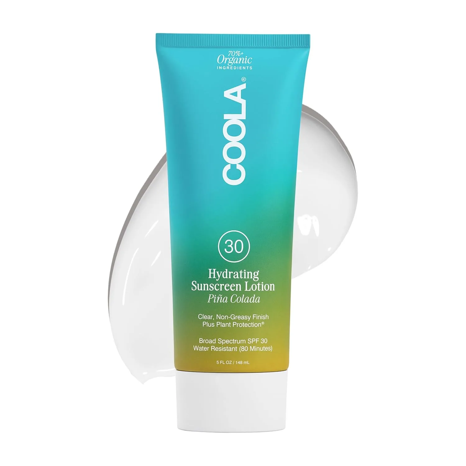 Органический солнцезащитный лосьон для тела COOLA SPF 30, протестирован дерматологами, обеспечивает ежедневную защиту кожи, подходит для веганов и не содержит глютена, 140 мл., Pina Colada