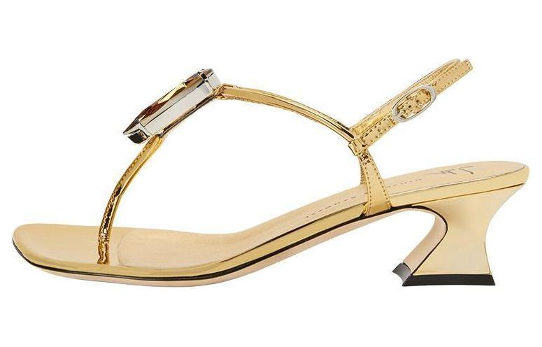 Женские сандалии-шлепки Anthonia 45 мм, украшенные стразами Giuseppe Zanotti, Gold