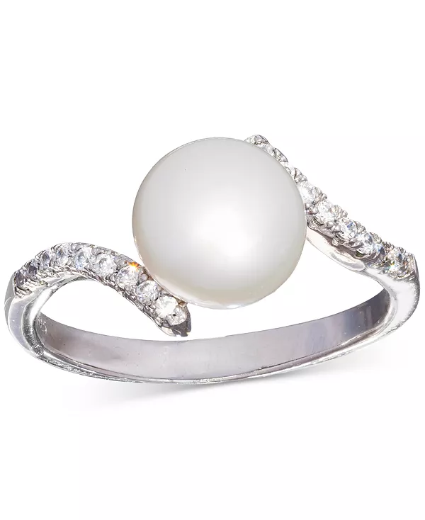 

Кольцо-Завиток с культивированным пресноводным жемчугом (8 мм) и кубическим цирконием из стерлингового серебра Macy'S, silver