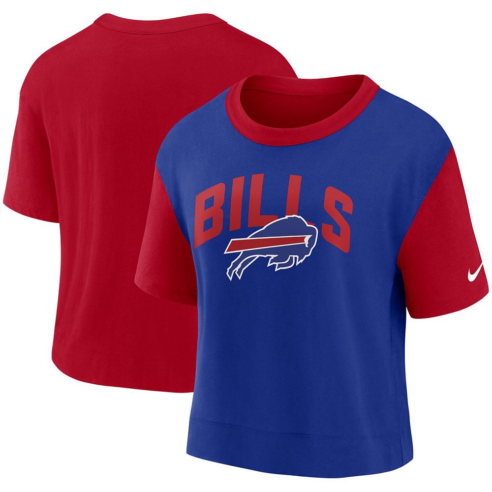 

Женская модная футболка с высокими бедрами Nike Red/Royal Buffalo Bills, цвет Bil Red