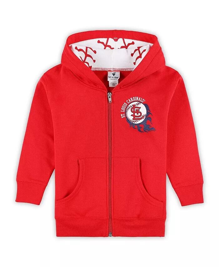 

Куртка бейсбольная St. Louis Cardinals с капюшоном и молнией для малышей красного цвета Soft As A Grape