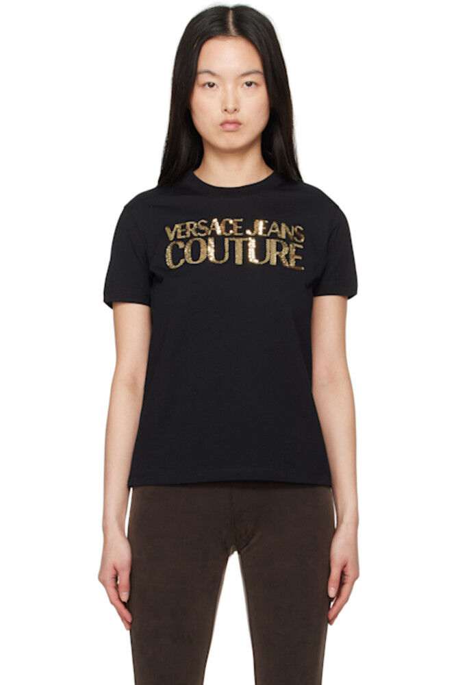 

Футболка с логотипом Black Crystal Institutional Versace Jeans Couture