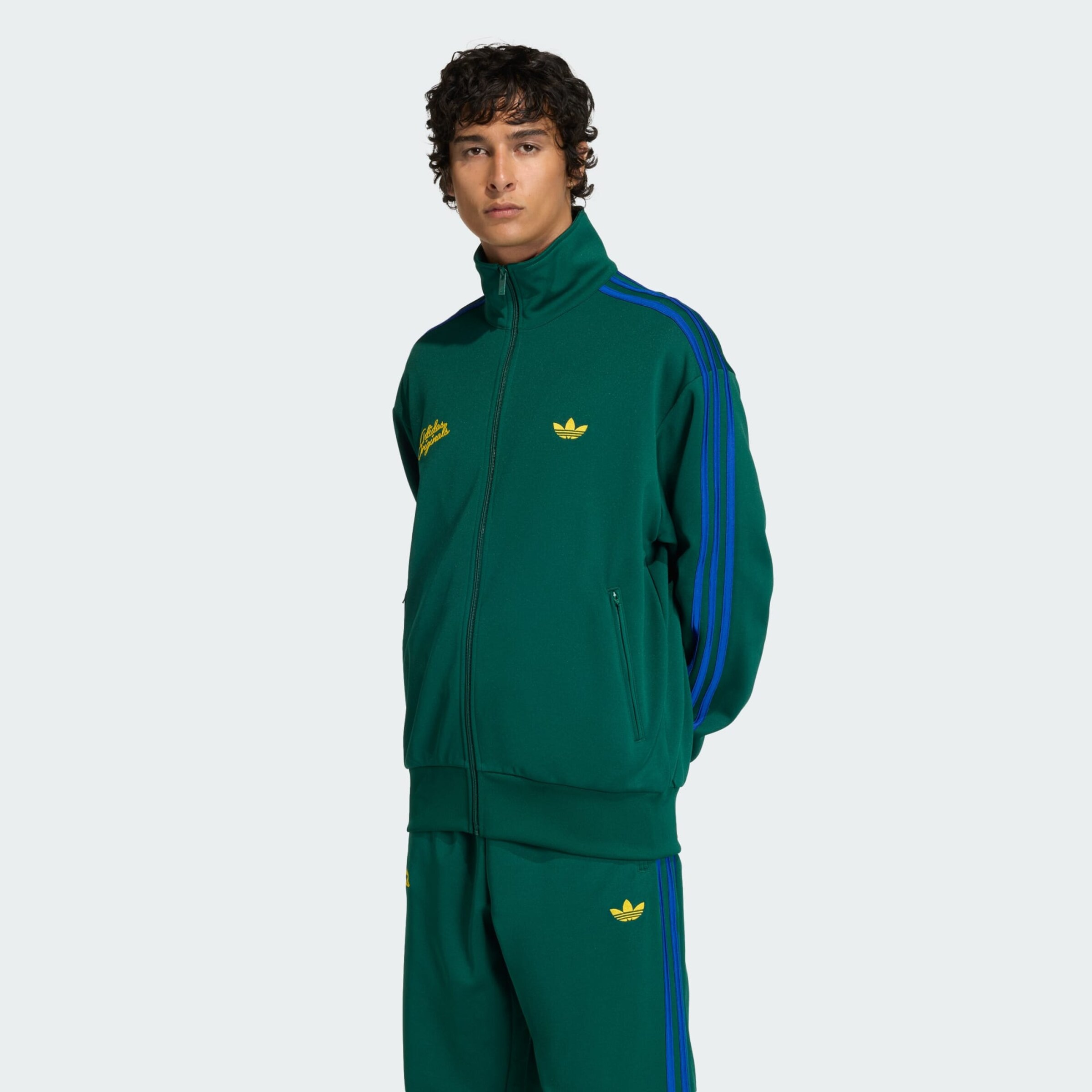 Adidas Originals Толстовка на молнии 'Firebird' в зеленом цвете — фото 3