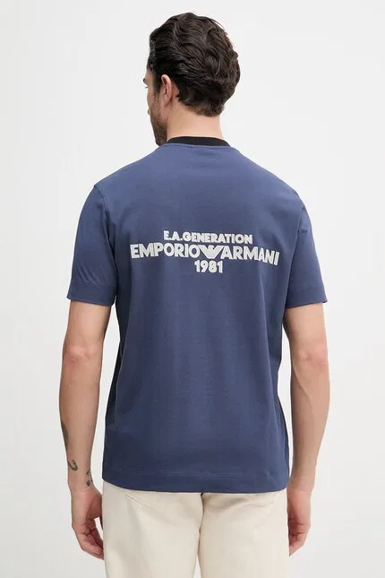 Футболка из хлопка Emporio Armani, синий — фото 3